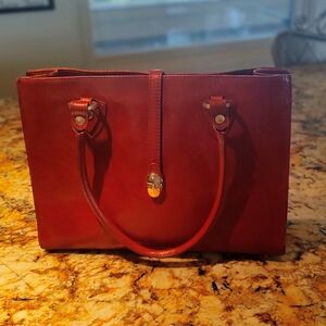 Valentina genuine red leather bag, made in Italy. Beautiful pre-owned purse.
